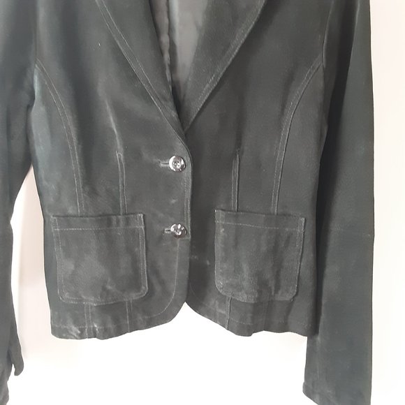 Atmosphere Women's Black Suede Leather Jacket Blazer Size Large - Picture 3 of 16